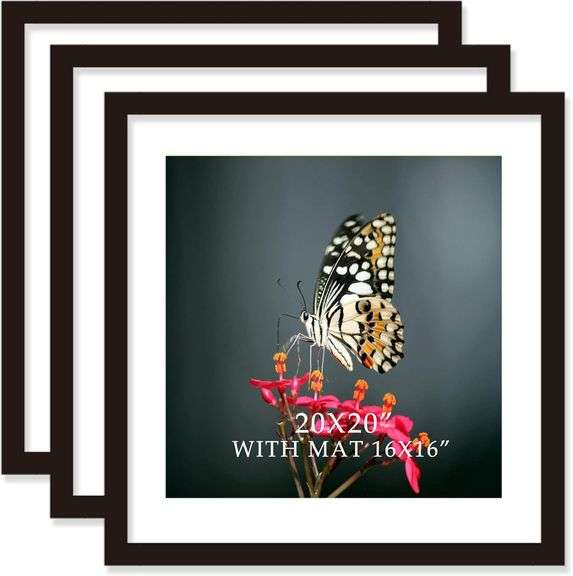 20x20 Frame Black With Mat 16x16, 3 pack image