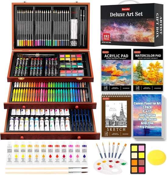 Soucolor Art Supplies, 192-Pack Deluxe Art Set Kit image