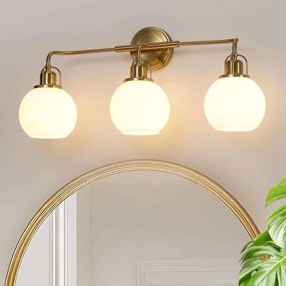 24" Bathroom Vanity Light, 3-Light, Brushed Gold image