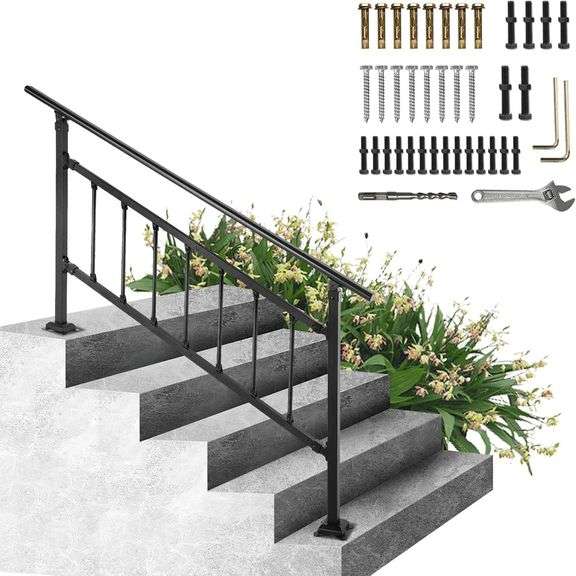 VEVOR Stair Railing, Fits 1-5 Steps, Matte Black image
