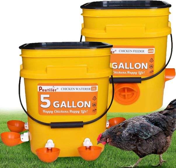 Buckets Chicken Feeder & Waterer, 5 Gal/44 lb image