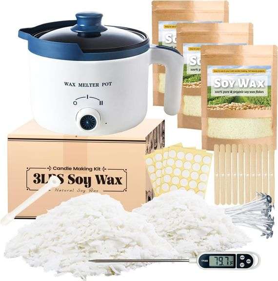 Soy Wax Candle Kit: 3lbs Wax, Melter & Wicks image