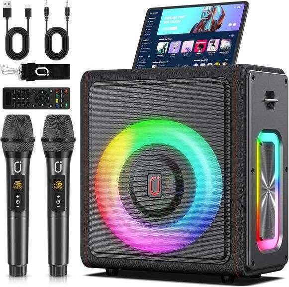 Karaoke Machine, Portable Bluetooth with 2 Mics image