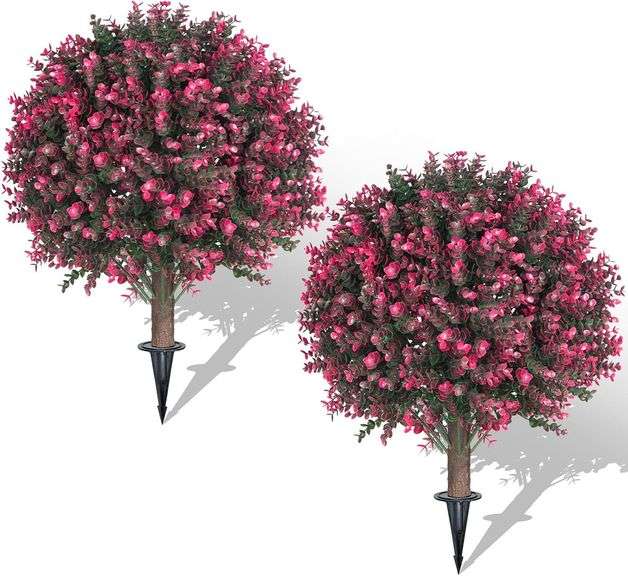 Set of 2 Artificial Rose Boxwood 22" Topiary Bush image