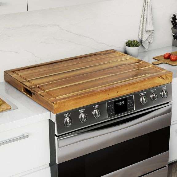 Noodle Board Stove Cover, Wooden, Warm Acacia image