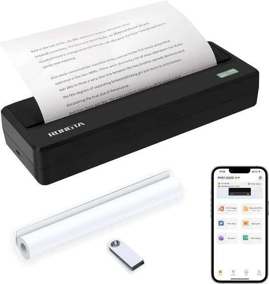 Rongta Portable Printer, 300DPI, 8.5x11" (Gray) image