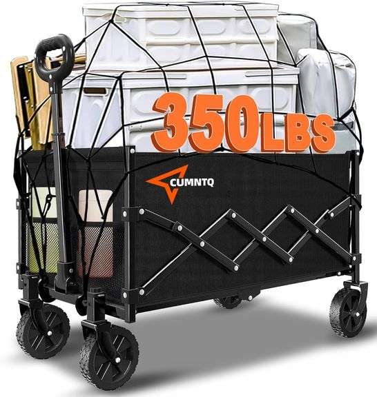 Collapsible Folding Wagon, 350lb Capacity, Black image