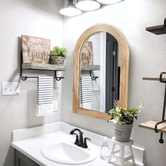 LOSOUR Arched Mirror, 20inch*30inch, Solid Wood image