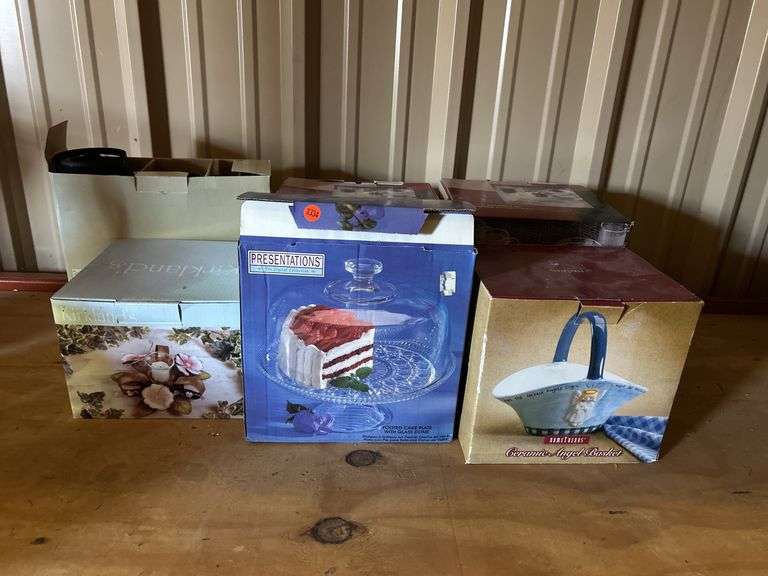 7 Boxes, 2 - 16 Pc. Dinnerware Sets, Cake Plate, image