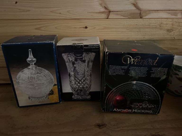 (3) Shannon Lead Crystal Vase, Wexford Fruit Bowl, & image
