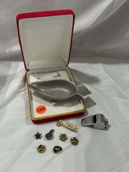 PCC Gavel Pin, Pewter Dish, 5 American Legion Pins image