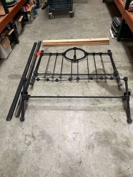 Antique Iron Bed, Headboard and Footboard, Slats, Rails image