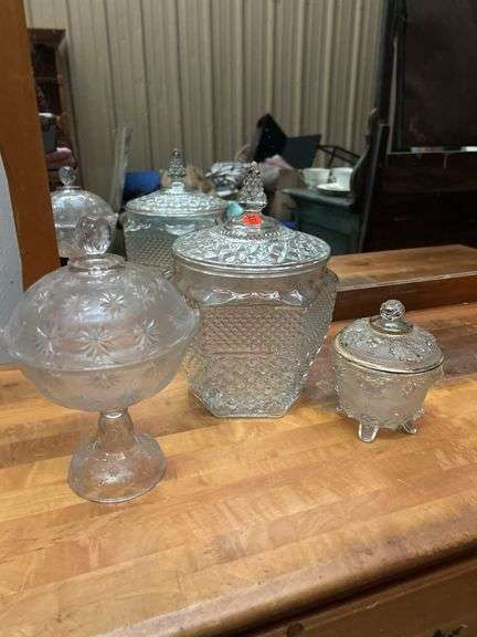 Clear Glass (3) Covered Piece Candy image