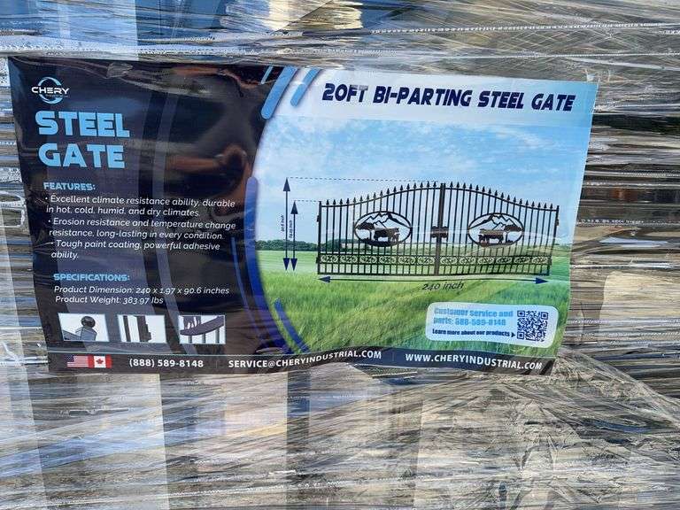 20' Bi-Parting Iron Gate with Cow Art image