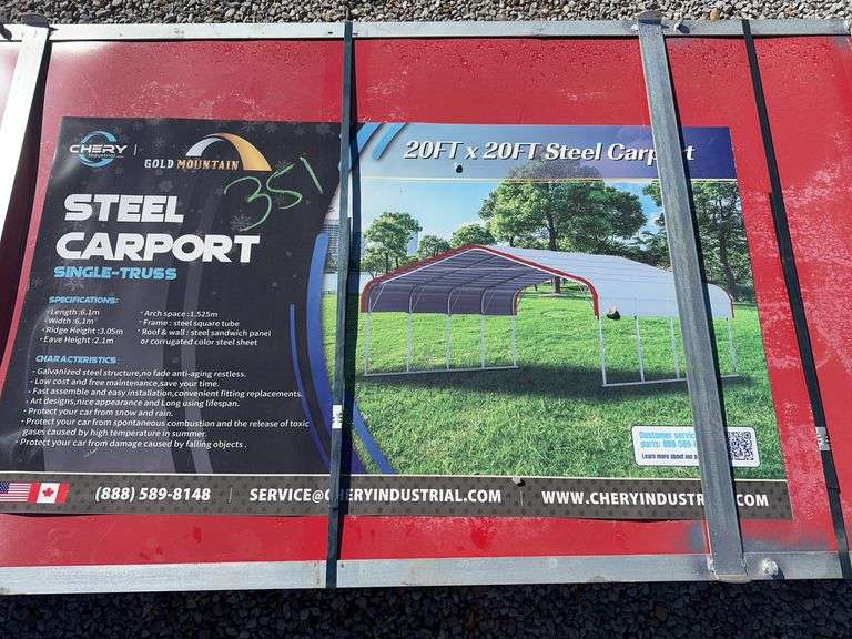 Unused Steel Carport 20' x 12' Arched image