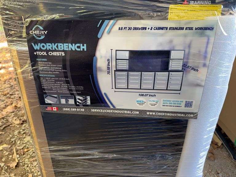 Unused Stainless Steel 9.5 Ft. 30-Drawer Workbench image
