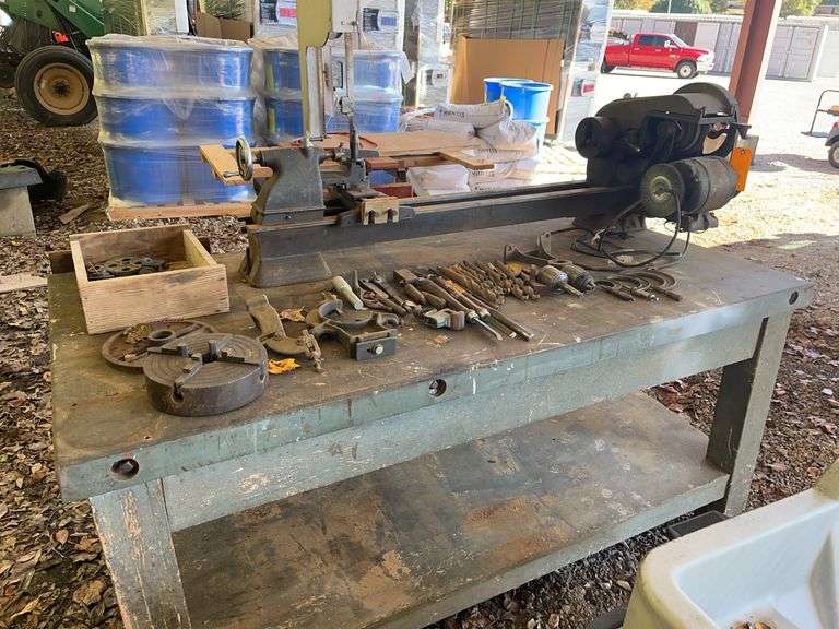 Bench Top Lathe on Table 110 Volt image