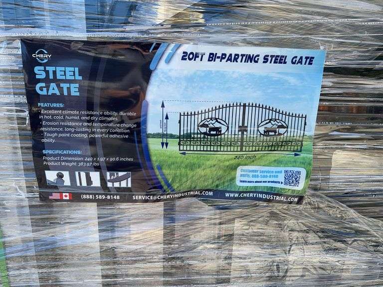 20' Bi-Parting Iron Gate with Cow Art image