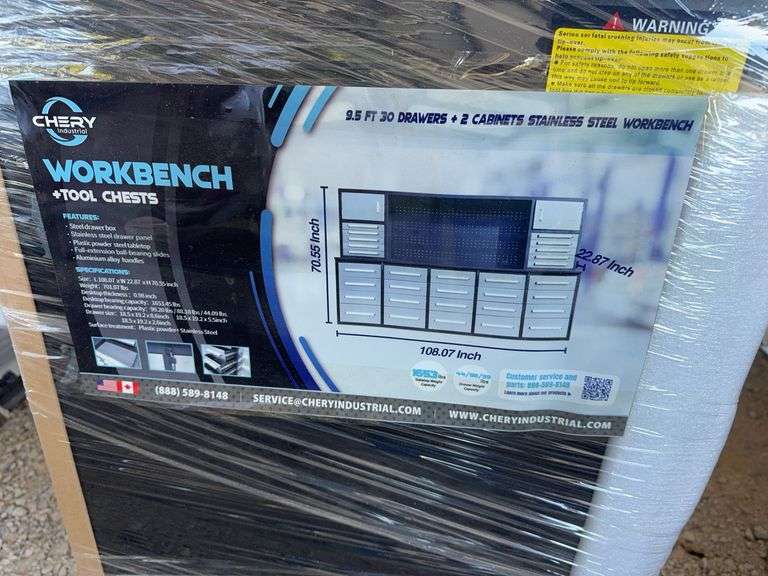 Unused Stainless Steel 9.5 Ft. 30-Drawer Workbench image