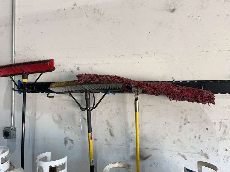 Broom Rack & 3 Brooms image