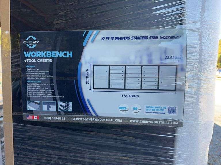Stainless Steel 10 Ft. 18-Drawer Work Bench image