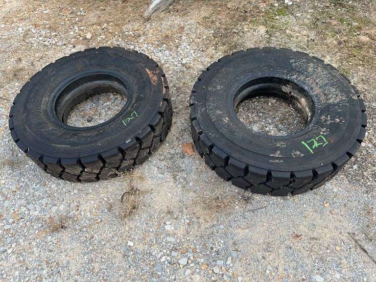 (2) New 2.25 x 15 NHS Fork Lift Tires image