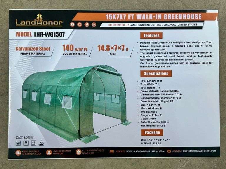 15' x 7' x 7' Walk in Greenhouse image