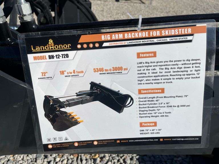 2025 Land Honor Big Arm Backhoe for Skidsteer image