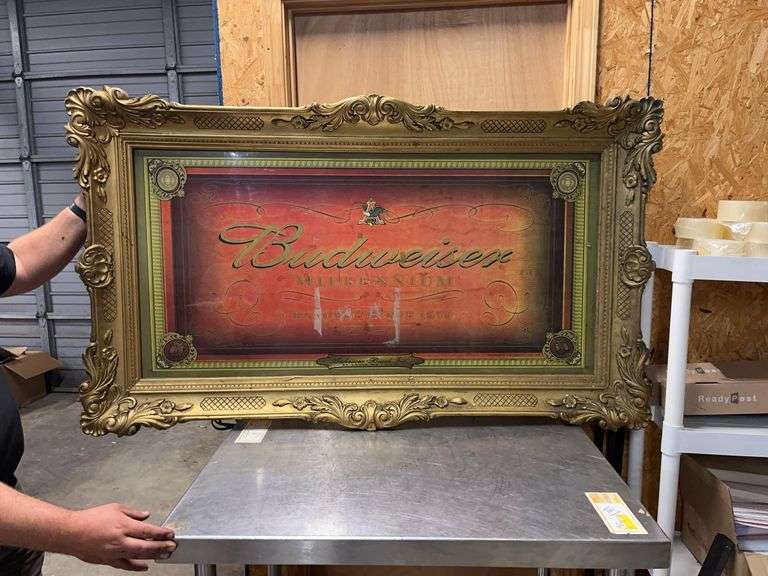 Framed Light Up Budweiser Sign 58” x 33” image
