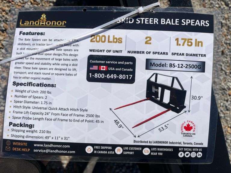 2025 Landhonor Skid Steer Bale Spear image