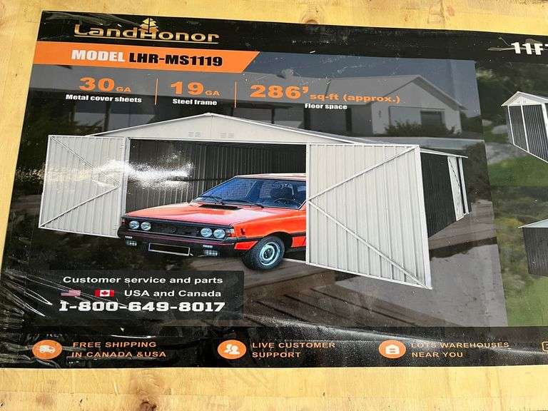 11' x 19' Metal Garage Shed with Double Front Doors image