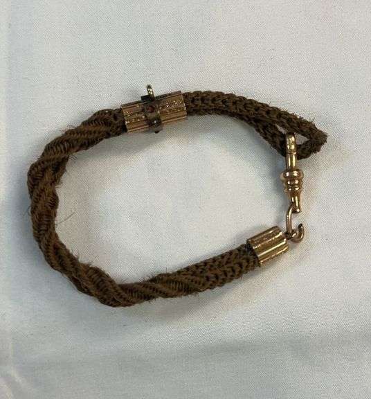 Braided Hair Bracelet with Gold Clasps image