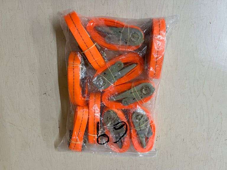 (10) Orange Ratchet Tie Down Straps image