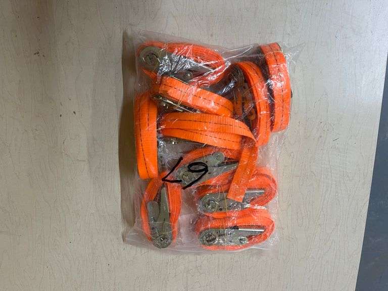 (10) Orange Ratchet Tie Down Straps image