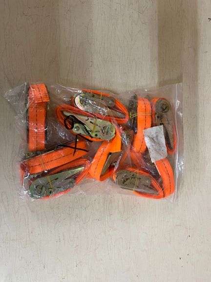(10) Orange Ratchet Tie Down Straps image