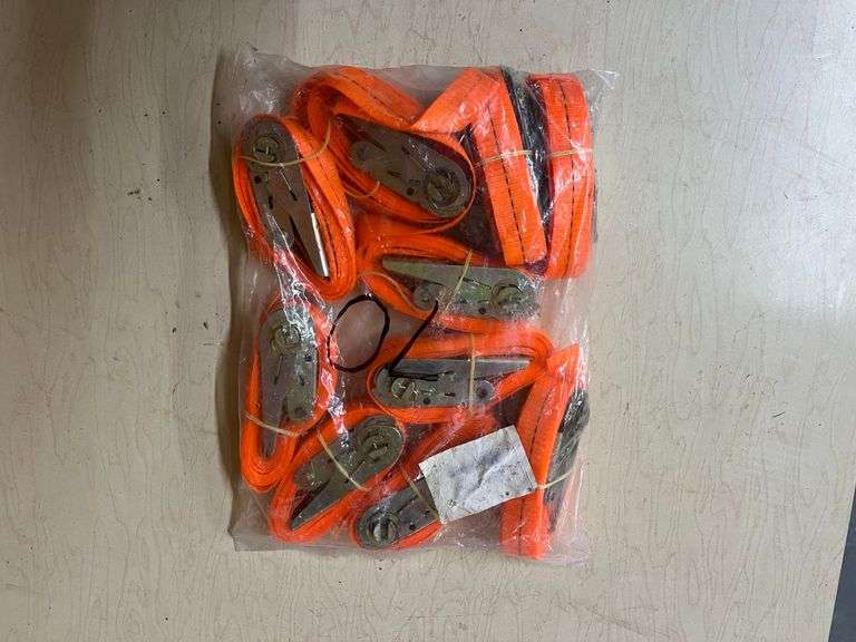 (10) Orange Ratchet Tie Down Straps image