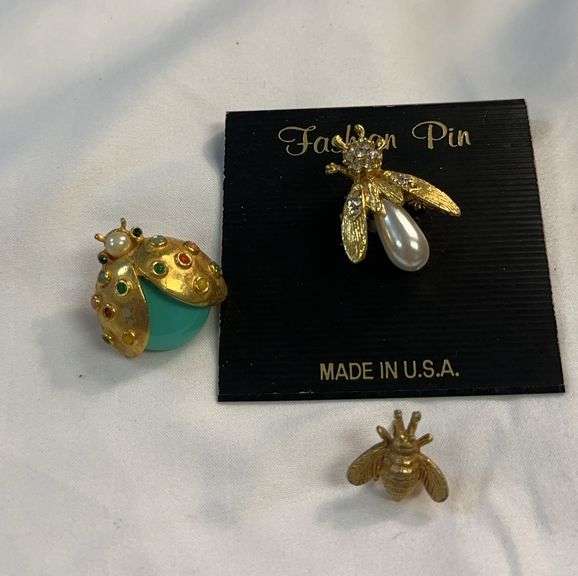 Lot of Three Fashion Insect Pins image