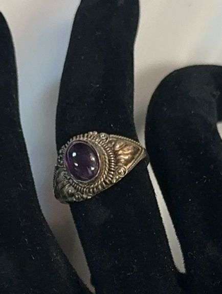 Sterling Ring marked 925 with Amethyst Stone image