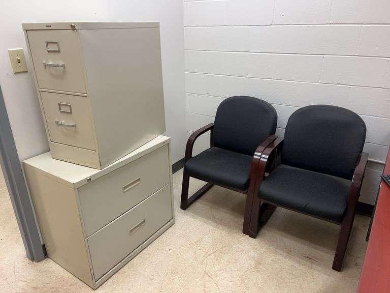 (2) Filing Cabinets, (2) Chairs image