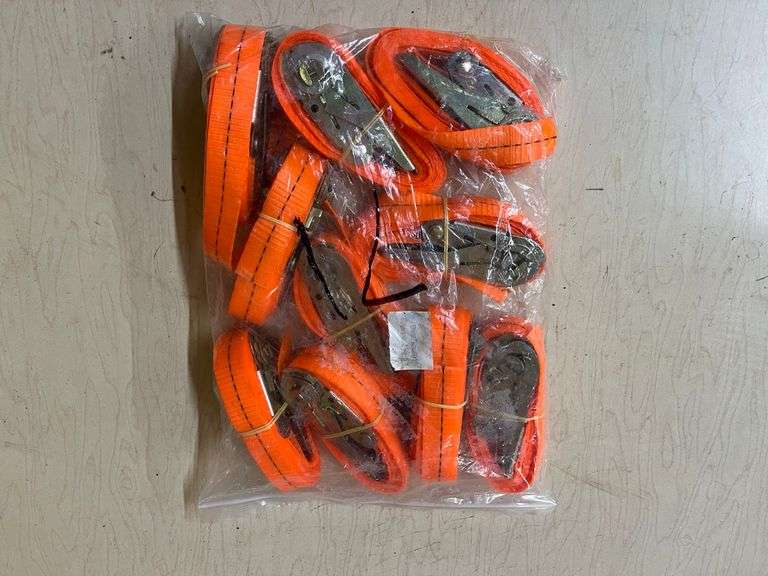 (10) Orange Ratchet Tie Down Straps image