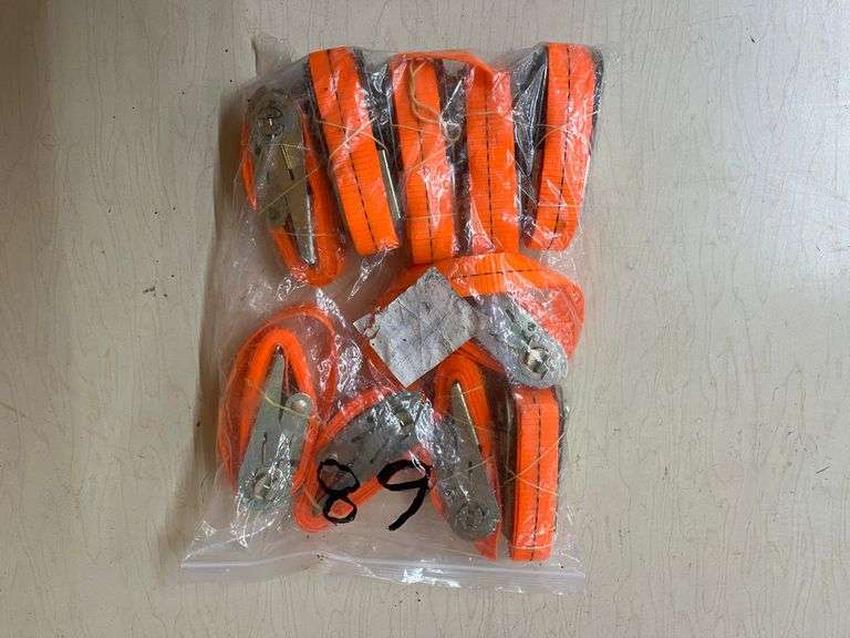(10) Orange Ratchet Tie Down Straps image