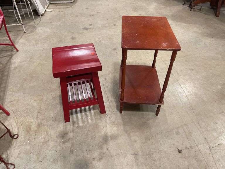 Wood Table & Stool image