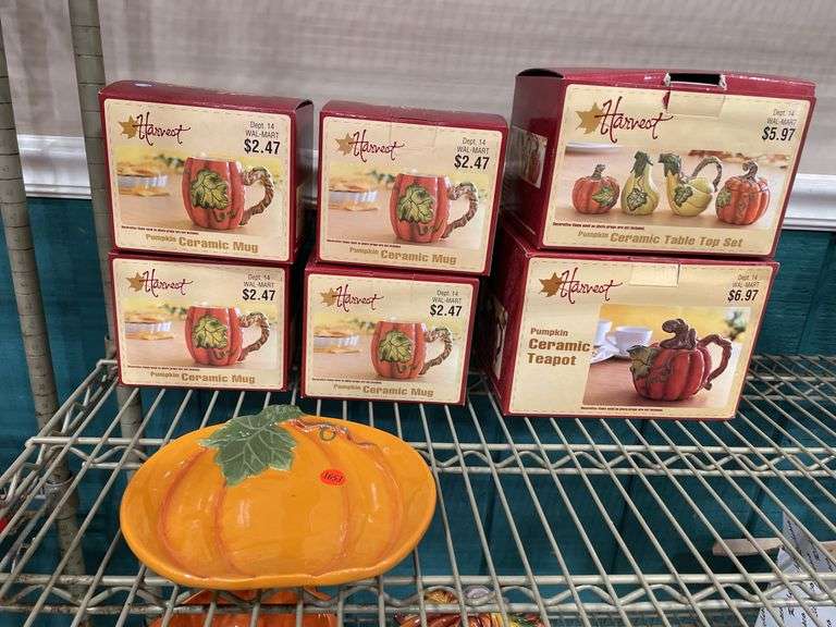 (7) Pumpkin Tea Pot, Mugs, Dish image