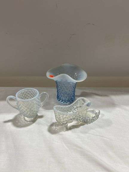 Fenton Hobnail Vase, Cup & Shoe image