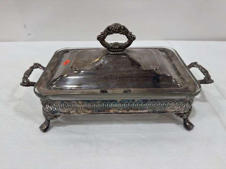 Silver Plated Chafing Dish with Glass Insert image