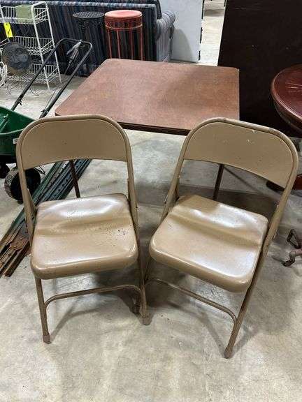 Samsonite Folding Card Table & 2 Metal Folding Chairs image