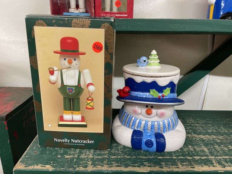 Snowman Cookie Jar & Nutcracker image