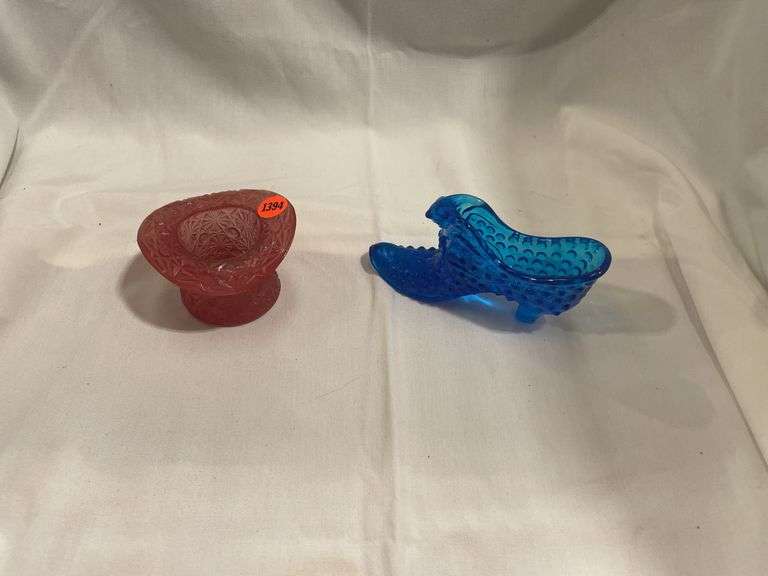 Vintage Fenton Glass Hat & Shoe image
