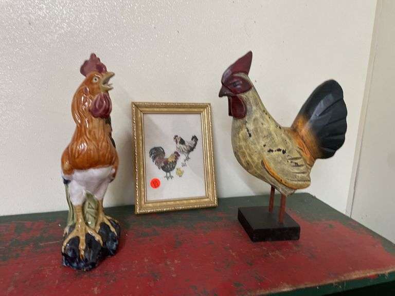 Rooster Figures & Framed Picture image