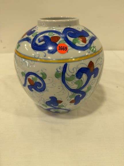 Hand Painted Ceramic Vase with Bird and Floral Design image